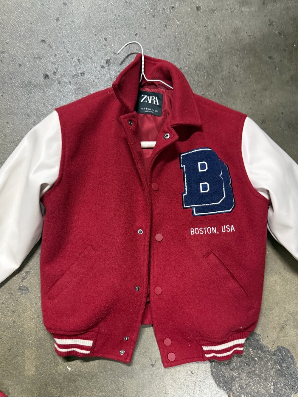 ZARA kids Boys' Varsity Jacket red and cream